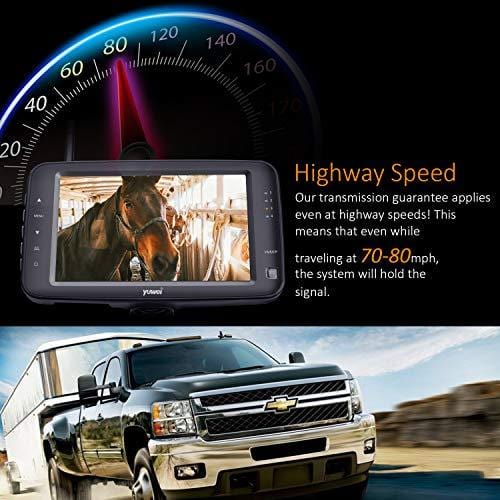 Wireless Backup Camera System, IP69K Waterproof Wireless Rear View Camera + 5'' LCD Wireless Reversing Monitor for Trailer, RV, Trucks, Horse-Trailer, School Bus, Farm Machine,etc