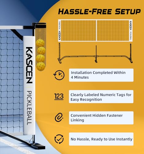 Pickleball Net - 22 FT USAPA Regulation Size Portable Pickleball Net, Pickle Ball Net with Exclusive Ball Holder, 4 Pickleballs & Carry Bag, Pickle Ball Net for Outdoor Indoor Driveway Backyard White