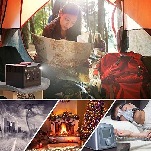 ROCKPALS 300W Portable Generator Lithium Portable Power Station, 280Wh CPAP Backup Battery Pack UPS Power Supply 110V AC Outlet, QC3.0 USB, 12V/24V DC, LED Flashlight for Camping, Home, Emergency