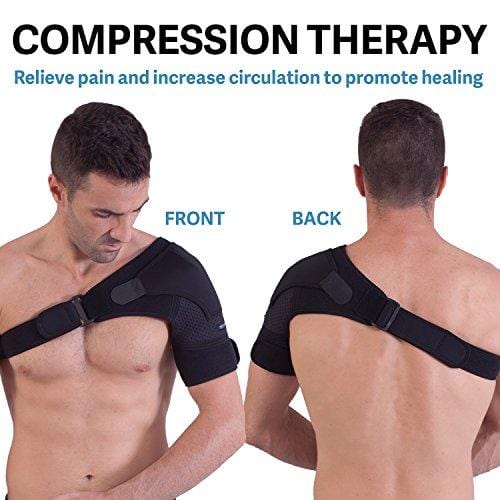 Shoulder Brace for Men and Women+ Bonus – for Torn Rotator Cuff Support,Tendonitis, Dislocation, Bursitis, Neoprene Shoulder Compression Sleeve Wrap by Zenkeyz
