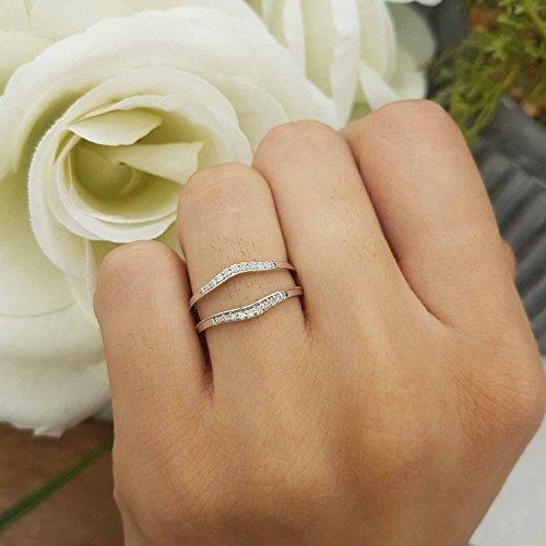 Dazzlingrock Collection 0.12 Carat (ctw) 10K Round White Diamond Ladies Enhancer Guard Wedding Band, White Gold, Size 7