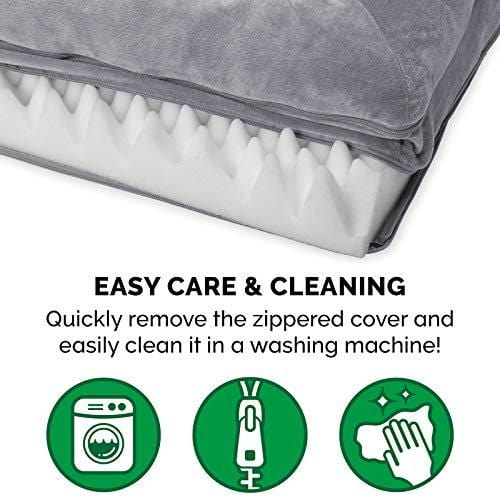 FurHaven Pet Dog Bed | Orthopedic Faux Fur & Velvet Sofa-Style Couch Pet Bed for Dogs & Cats, Smoke Gray, Jumbo