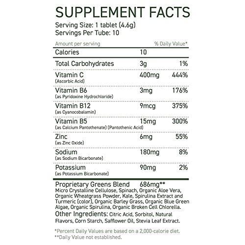 8Greens Effervescent Super Greens Dietary Supplement - 8 Essential Healthy Real Greens in One (6 Tubes / 60 Tablets)