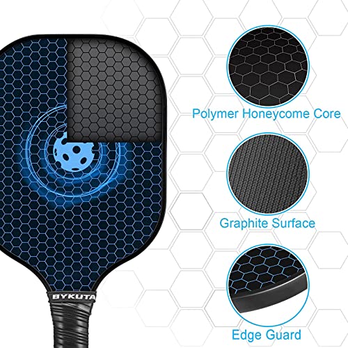 BYKUTA Pickleball Paddles, USAPA Standard Graphite Carbon Fiber Pickleball Set, Lightweight Pickleball Rackets Set, with 4 Outdoor/Indoor Pickle Balls, 1 Portable Backpack, Gifts for Women Men
