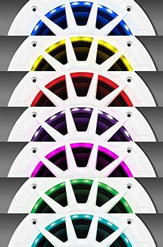 BOSS Audio MRGB65 200 Watt (Per Pair), 6.5 Inch, Full Range, 2 Way Marine Speakers, (Sold in Pairs) Multi Color LED Illumination with Wireless Radio Frequency Remote
