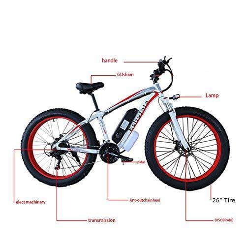 KEANTY 26" Fat Tire Electric Bike, Shimano 21 Speed Beach Snow Mountain Bicycle with Removable 36V/10AH Large Capacity Lithium Battery and 350W Powerful Brushless Motor (US Stock)