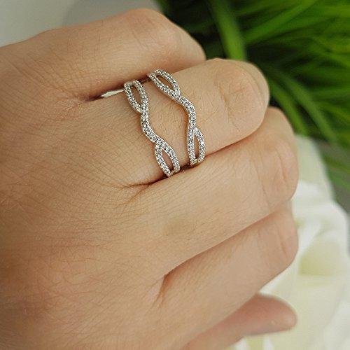 Dazzlingrock Collection 0.35 Carat (ctw) 10K White Diamond Wedding Band Enhancer Guard Double Ring 1/3 CT, White Gold, Size 7