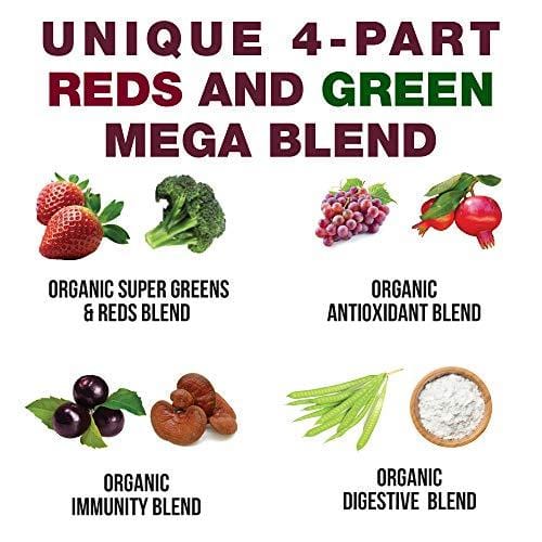 Kids Greens and Reds Superfood Powder. Best Tasting Organic Vegan Super Food Juice with 25+ Real Fruits and Vegetables. Gluten Free Real Food Vitamins. Green & Red Superfoods Supplement Children