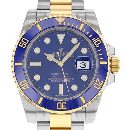 Rolex Submariner Stainless Steel Yellow Gold Watch Blue Ceramic Watch 116613