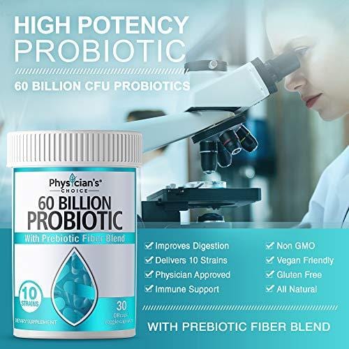 Probiotics 60 Billion CFU [Dr. Formulated] Probiotics for Women, Probiotics for Men and Adults, Natural; Shelf Stable Probiotic Supplement with Organic Prebiotic, Acidophilus Probiotic; 30 Capsules
