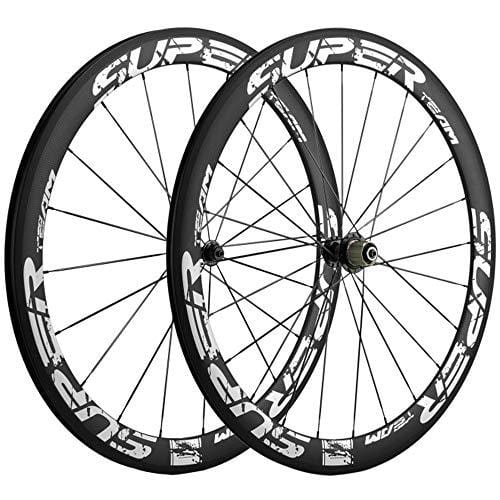 Superteam 50mm Clincher Wheelset 700c 23mm Width Cycling Racing Road Carbon Wheel Decal (White Decal)