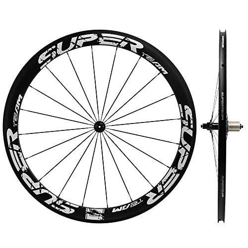 Superteam 50mm Clincher Wheelset 700c 23mm Width Cycling Racing Road Carbon Wheel Decal (White Decal)