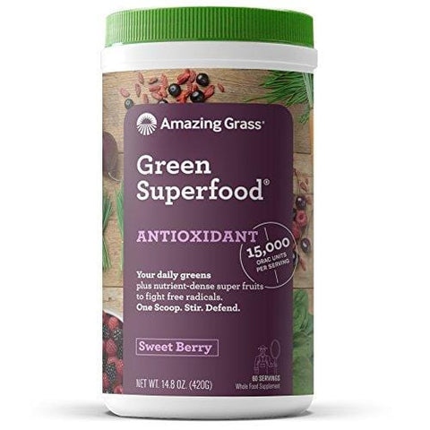 Amazing Grass Green Superfood Antioxidant Organic Powder with Elderberry, Wheatgrass, and 7 Super Greens, Flavor: Sweet Berry, 60 Servings