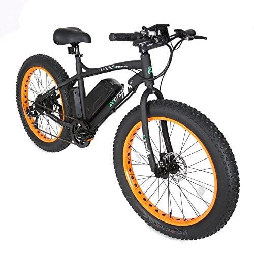 ECOTRIC Fat Tire Electric Bike Beach Snow Bicycle 26" 4.0 inch Fat Tire ebike 500W 36V/12AH Electric Mountain Bicycle with Shimano 7 Speeds Lithium Battery Black/Orange/Blue (Orange)