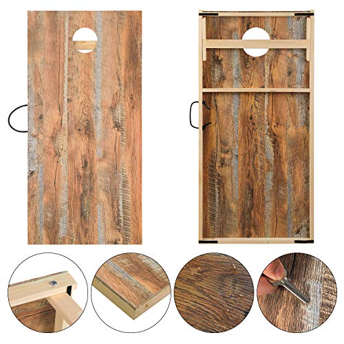 OOFIT Solid Wood Premium Official Cornhole Game Set with Fashionable, Durable Printed Surface and Underneath, Portable Regulation Cornhole Bean Bag Toss Game