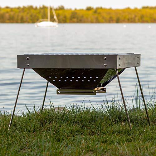 Portable Charcoal Grill for Camping Cooking with Carry Bag Small BBQ Pit Stainless Steel Mini Folding Grilling Stove for Travel, Picnic, RV, Fishing, Hunting or Job Site