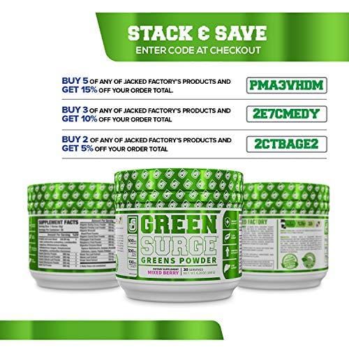 GREEN SURGE Green Superfood Powder Supplement - Greens Drink w/ Spirulina, Wheat & Barley Grass, & Organic Greens - Probiotics & Digestive Enzymes -30sv Keto Friendly