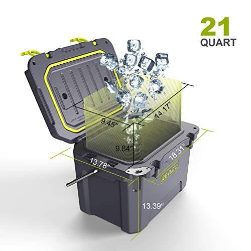 REYLEO Cooler, 21-Quart/20L Rotomolded Cooler, 30-Can Capacity, 3-Day Ice Retention, Heavy Duty Ice Chest (Built-in Bottle Opener, Cup Holder,incl.) for Camping, Fishing, and Other Activities - A21