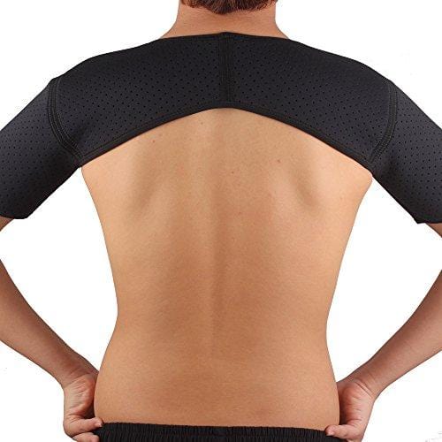 Sports Double Shoulder Brace Support Strap Wrap Belt Band Gym Sport Injury Guard Back Pad Black
