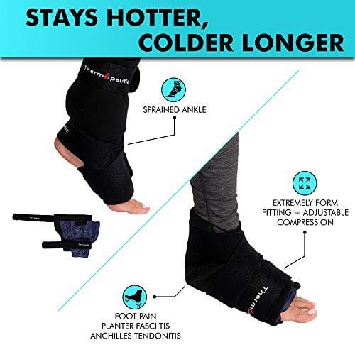 Thermopeutic Cold Compression Wrap for Sprained Ankle, Plantar Fasciitis, Achilles Tendonitis and Foot - Extremely Form Fitting & Temperature Retention
