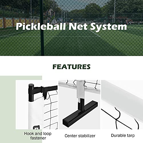 Goplus Portable Pickleball Net System, 22 FT Regulation Size Net W/ Steel Frame, an 600D Oxford Fabric Carry Bag, Quick Set, All-Weather-Condition Pickleball Net for Indoor and Outdoor