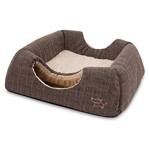 Best Pet Supplies 2-in-1 Cat Bed & Cave - with Plush Lining by Best Pet Supplies, Large (19" x 19"), Dark Brown