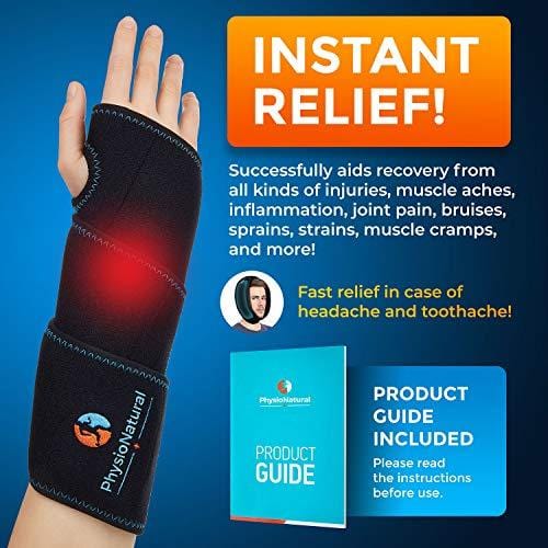 Wrist Ice Pack Wrap - Hot & Cold Therapy for Instant Pain Relief of Carpal Tunnel, Tendonitis, Injuries, Swelling, Rheumatoid Arthritis, Bruises & Sprains - Hand Support Brace with Reusable Gel Packs