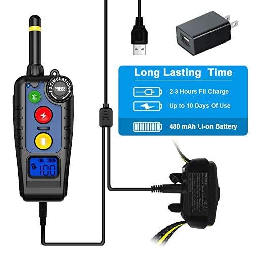 [Newest 2019] Dog Training Collar with Remote | Dog Shock Collar Rechargeable | Electronic Bark Collar 3 Training Modes | Long Range 2000FT & IPX7 Waterproof | E-Collar for Small, Medium, Large Dogs