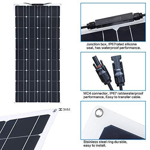 XINPUGUANG 2pcs 100w Solar Panel Semi Flexible 200W Solar System Photovoltaic Solar Panel Cell for Yacht,RV,Car,Boat and Other 12v Battery Charger(200W)