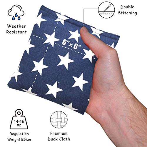 JST-GAMEZ Weather Resistant Cornhole Bags Duck Cloth Set of 8 Regulation Size with Portable Carrying Bag Official Bean Bags for Cornhole Games