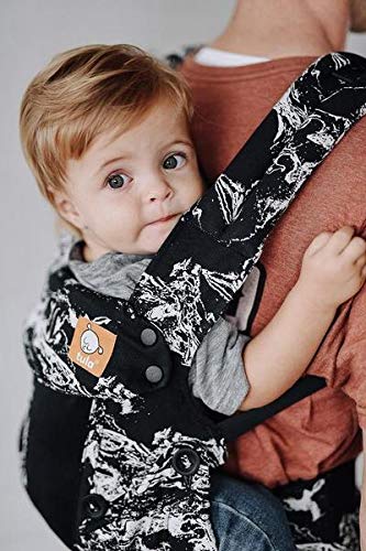 Baby Tula Coast Explore Mesh Baby Carrier 7 – 45 lb, Adjustable Newborn to Toddler Carrier, Multiple Ergonomic Positions Front and Back, Breathable – Coast Marble, Black/White Marble with Black Mesh