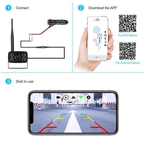 AUTOLOVER Backup Camera, Wireless Backup Camera for Truck, RV, Camper, Trailer, WiFi Backup Camera with Night Vision and IP67 Waterproof for iPhone, iPad or Andriod Devices