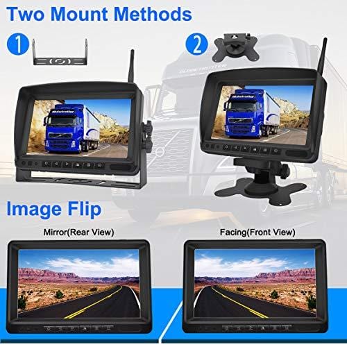 Digital Wireless Backup Camera and 7 Inch Monitor Kit HD IP69K Waterproof Front Rear View Camera for Car/Trucks/RV/Van/Trailer/Bus/Camper URVOLAX 170°Wide View Angle Super Night Vision Stable Signal