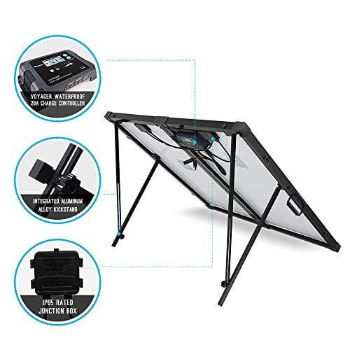 Renogy 200 Watt Off Grid Portable Foldable Solar Panel Suitcase Built-in Kickstand with Waterproof 20A Charger Controller, 200W-Waterproof, black