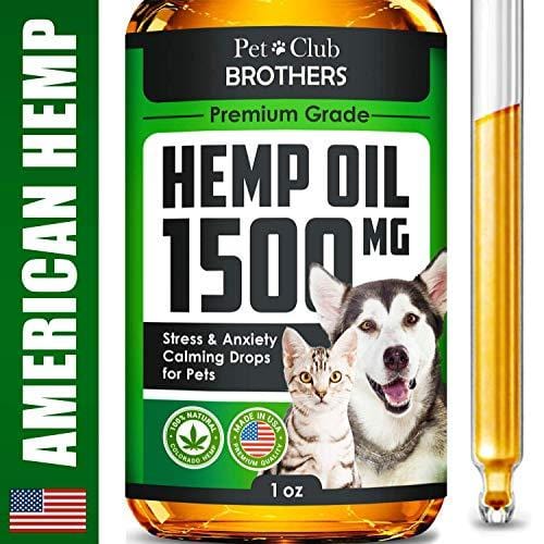 Hemp Oil for Dogs & Cats - 1500 mg - Effective Premium Formula - Grown & Made in USA - Supports Hip & Joint Health - Natural Relief for Pain and Stress, Separation Anxiety - Pet Omega 3, 6 & 9 Oil