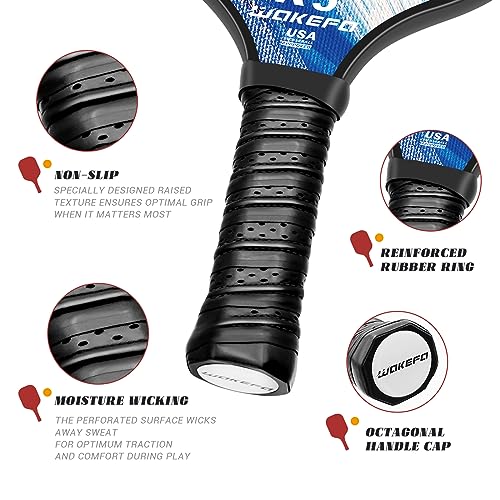 Wakefa Professional Pickleball Paddles Set: USAPA Approved Pickleball Paddle Graphite Carbon Pickleball Rackets, Pickleball Paddles Set of 2 with 1 Bag and 4 Pickleballs (Pickleball Set-K5)