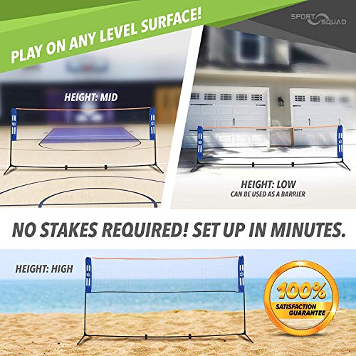 HIT MIT Adjustable Height Portable Badminton Net Set - Competition Multi Sport Indoor or Outdoor Net for Playing Pickleball, Kids Volleyball, Soccer Tennis, Lawn Tennis - Easy and Fast Assembly