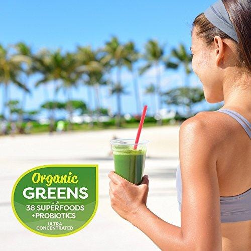 Nu-Therapy Organic Greens Superfood Powder, With probiotics, Berry Burst Flavor, 30 Servings