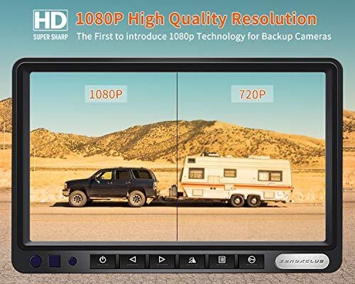 ZEROXCLUB Rear View Camera Kit, 1080P FHD Car Backup Camera IP69 Waterproof Night Vision Reverse Camera Monitor for Van RV Truck Trailer (SY01)