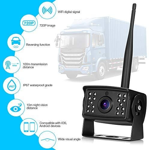 AUTOLOVER Backup Camera, Wireless Backup Camera for Truck, RV, Camper, Trailer, WiFi Backup Camera with Night Vision and IP67 Waterproof for iPhone, iPad or Andriod Devices