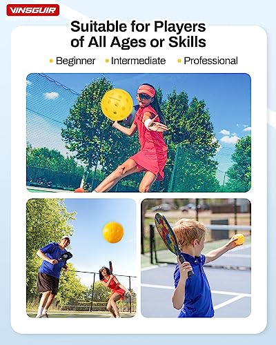 VINSGUIR 12-Pack Outdoor Pickleball Balls-40 Holes Pickleball Ball, High Elasticity & Durable Yellow Pickle Balls Set for All Style Pickleball Paddle