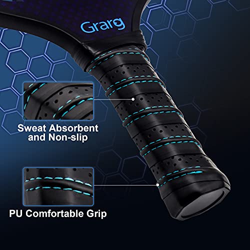 Grarg Graphite Pickleball Paddles Set, USAPA Standard 2 Pickleball Rackets and 4 Indoor & Outdoor Pickleballs Balls with Pickleball Bag for Women Men and Beginners Rackets Indoor Outdoor Sports