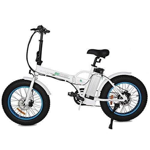 ECOTRIC 20" New Fat Tire Folding Electric Bike Beach Snow Bicycle ebike 500W Electric Moped Electric Mountain Bicycles … (White and Blue)
