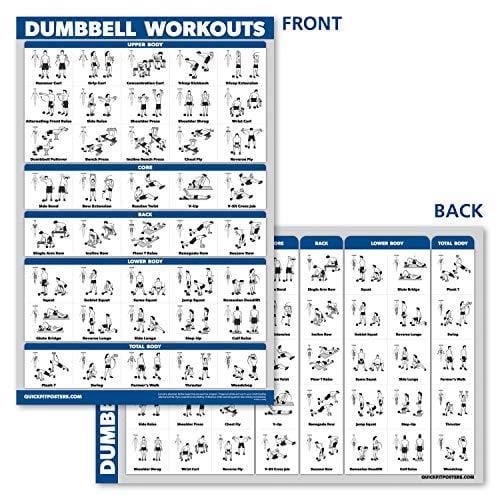Palace Learning Dumbbell Workout Exercise Poster - Free Weight Body Building Guide | Home Gym Chart | Laminated, 18" x 27"