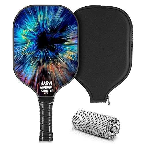 KIRATE Pickleball Paddles, 2023 USAPA Approved Carbon Fiber Surface Pickleball Set, Lightweight Pickleball Rackets, Pickle Ball Paddle Set for Men Women Pros Beginners.