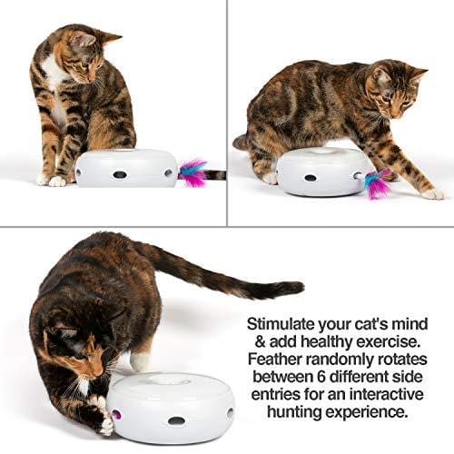 PetFusion AMBUSH INTERACTIVE Cat Toy with electronic rotating feather. (Smart modes, nighttime light, batteries included)