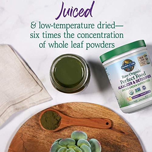 Garden of Life Raw Organic Perfect Food Alkalizer & Detoxifier Juiced Greens Superfood Powder - Lemon Ginger, 30 Servings (Packaging May Vary) - Non-GMO, Gluten Free Whole Food Dietary Supplement