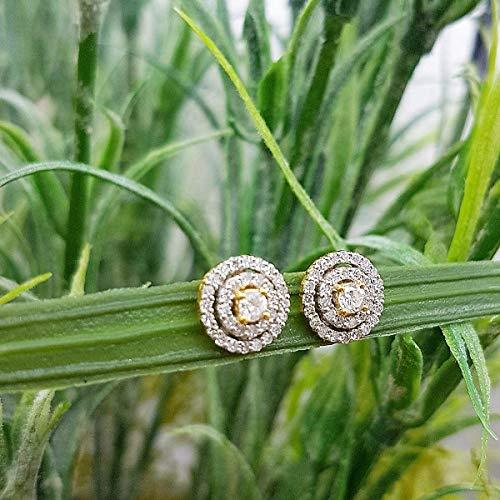 Dazzlingrock Collection 0.41 Carat (ctw) 14K Round Cut White Diamond Ladies Halo Style Stud Earrings, Yellow Gold