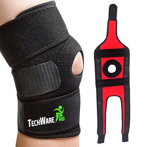 TechWare Pro Knee Brace Support - Relieves ACL, LCL, MCL, Meniscus Tear, Arthritis, Tendonitis Pain. Open Patella Dual Stabilizers Non Slip Comfort Neoprene. Adjustable Bi-Directional Straps - XXL