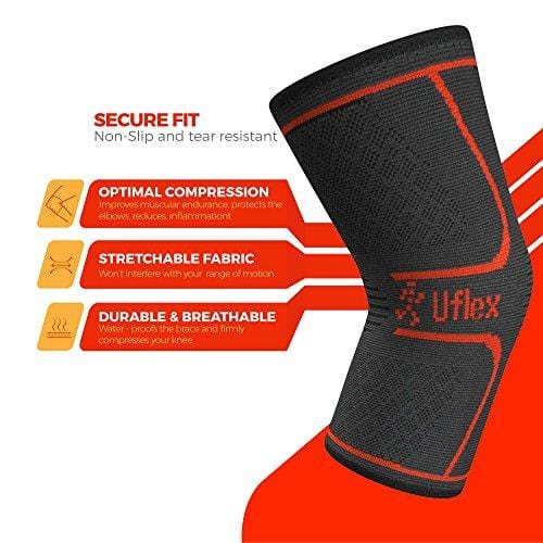 UFlex Athletics Knee Compression Sleeve Support for Running, Jogging, Sports - Brace for Joint Pain Relief, Arthritis and Injury Recovery - Single Wrap Size Medium